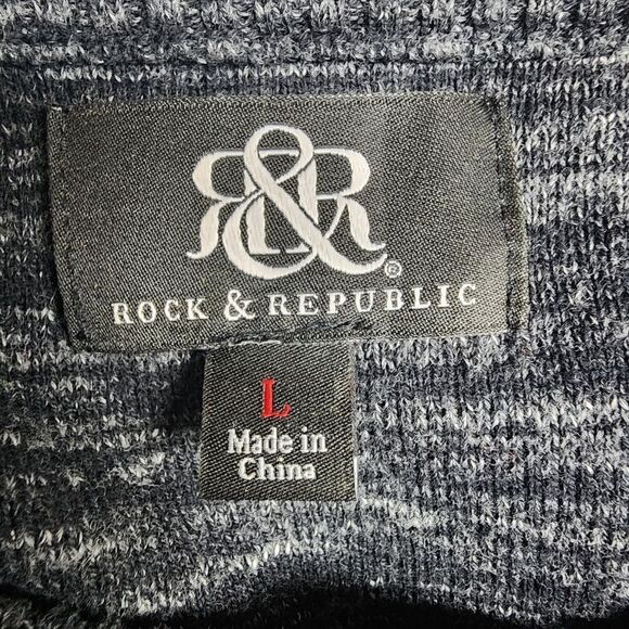 Rock & Republic Gray & Black V-Neck Sweater (L) - Picture 6 of 6
